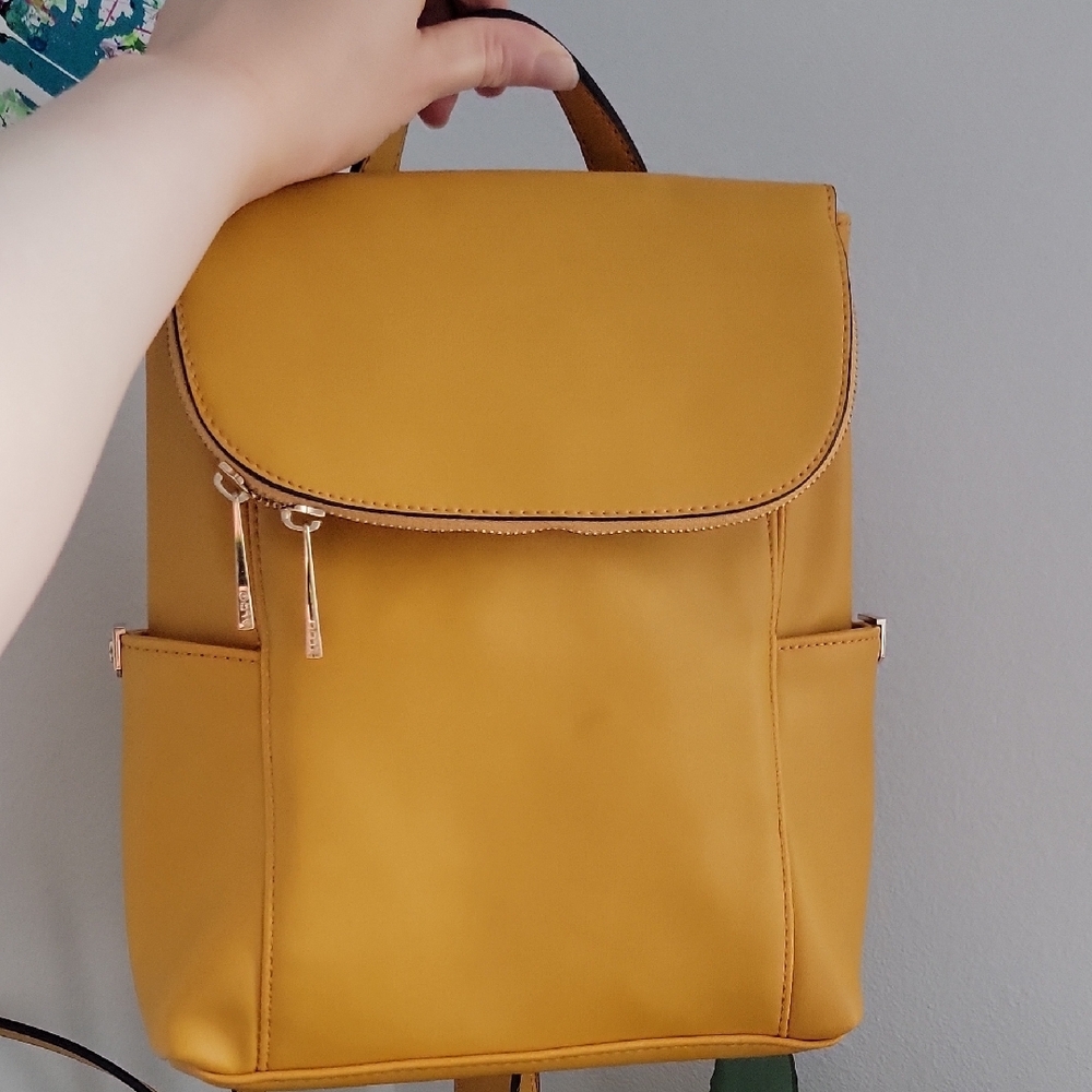 Yellow Faux Leather Backpack
